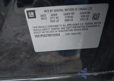 2013 Cadillac Xts Luxury z USA, uszkodzony, nr VIN 2G61P5S37D9132434